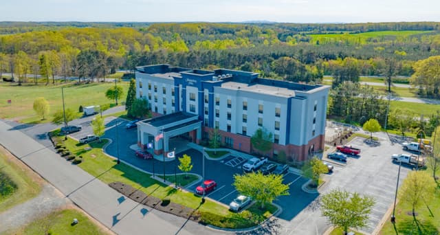 Hampton by Hilton Gretna at 200 McBride Lane in Gretna, Virginia aerial view