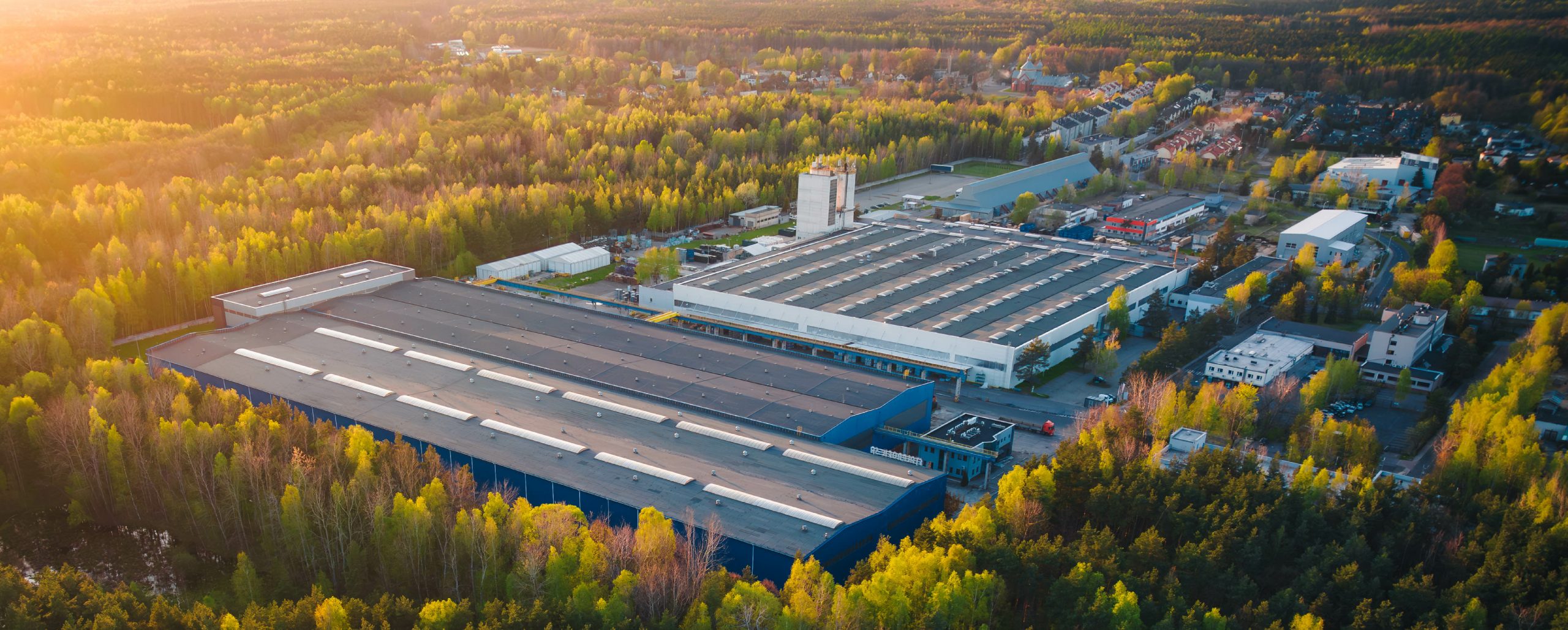 Aerial view of a commercial building