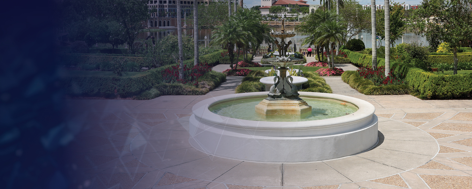 A fountain located in a Lakeland Multifamily property