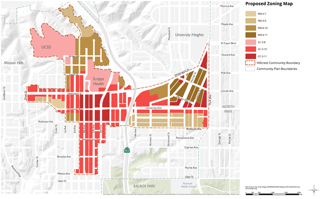 Updated Zoning Map for 92103 Zip Code