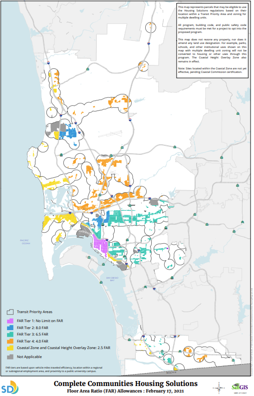 Map showing FAR Allowances for Complete Communities 